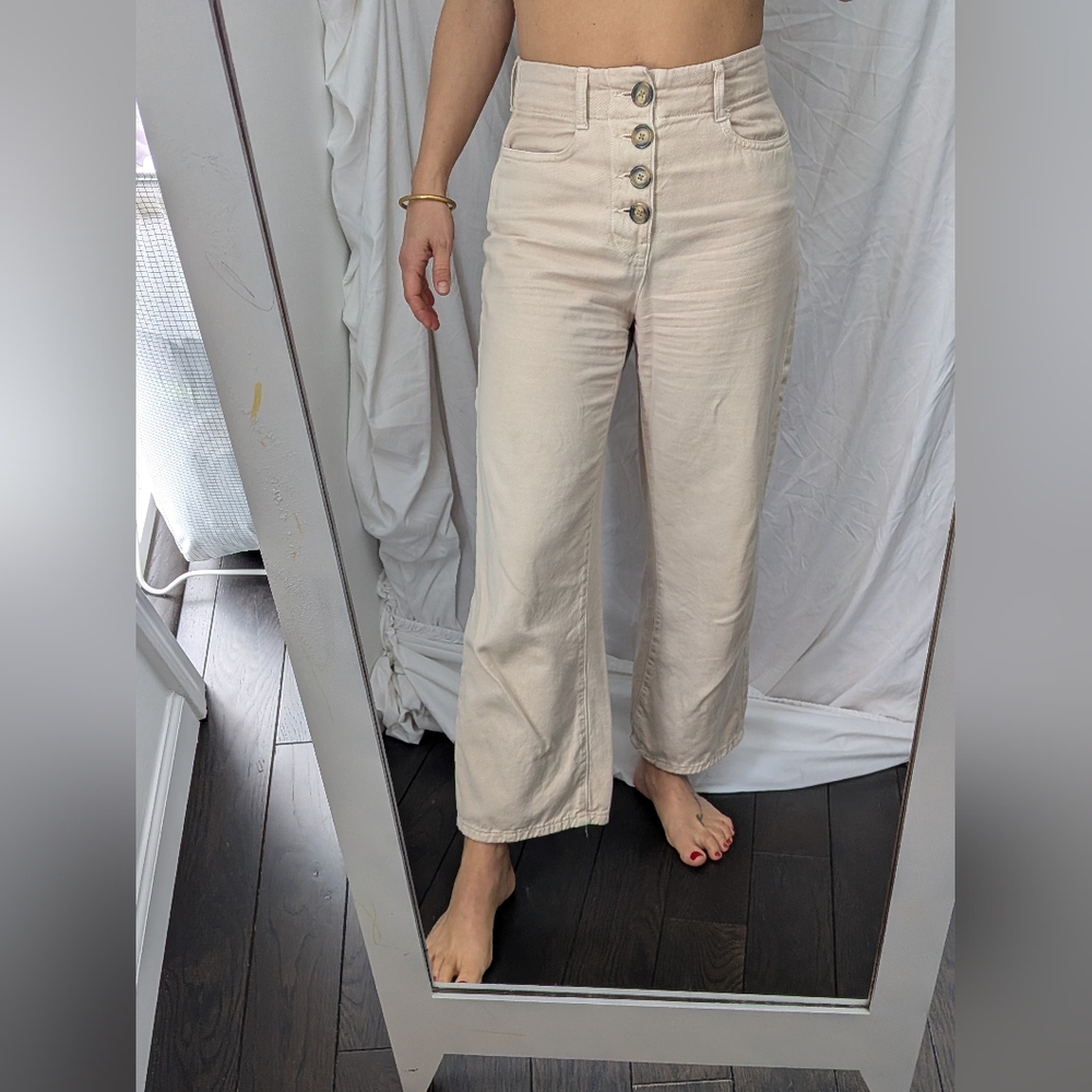 Zara Cream Denim Trousers